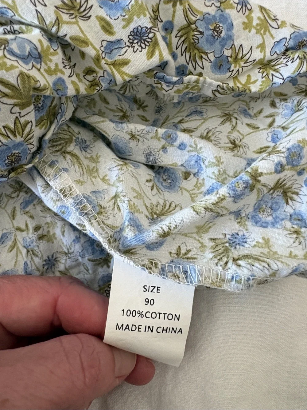 Amazon Girls Blue and Cream Floral Smocked Dress with White Peter Pan Collar